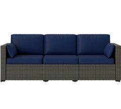 Seater Rattan Sofa,Patio Couch Deep Seating Outdoor Sofa with Removable Cushions,Outdoor Furniture for Balcony, Deck, Garden and Poolside