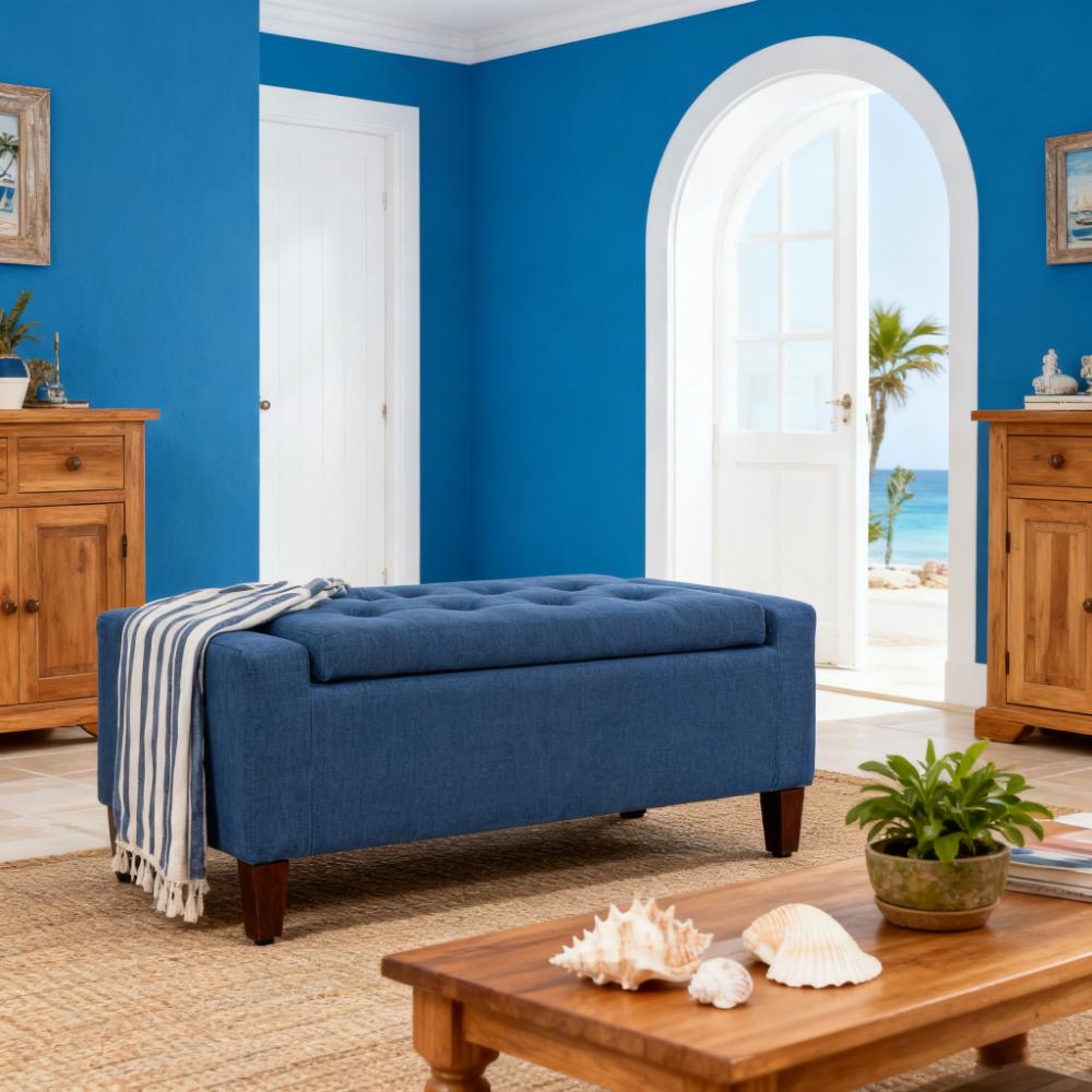 Storage Ottoman Bench,Upholstered Entryway Bench with Seating,with Lift Top and Rubberwood Legs