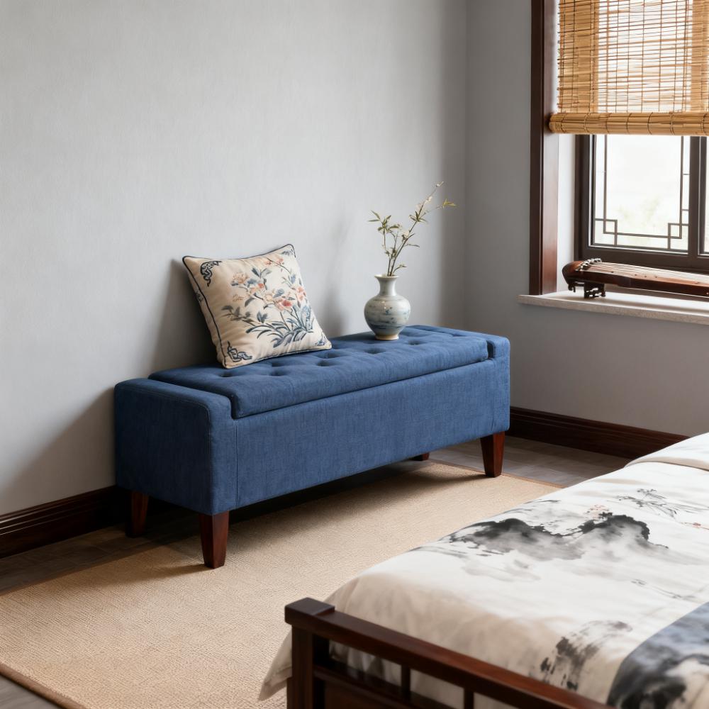 Storage Ottoman Bench,Upholstered Entryway Bench with Seating,with Lift Top and Rubberwood Legs