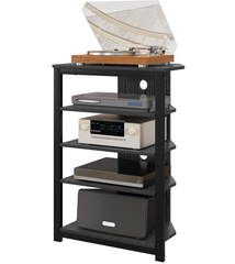 TV Stand,  Storage Shelves and Steel Frame for Bedroom, Black