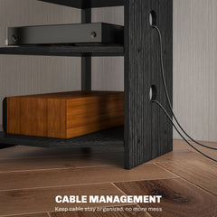 TV Stand,  Storage Shelves and Steel Frame for Bedroom, Black