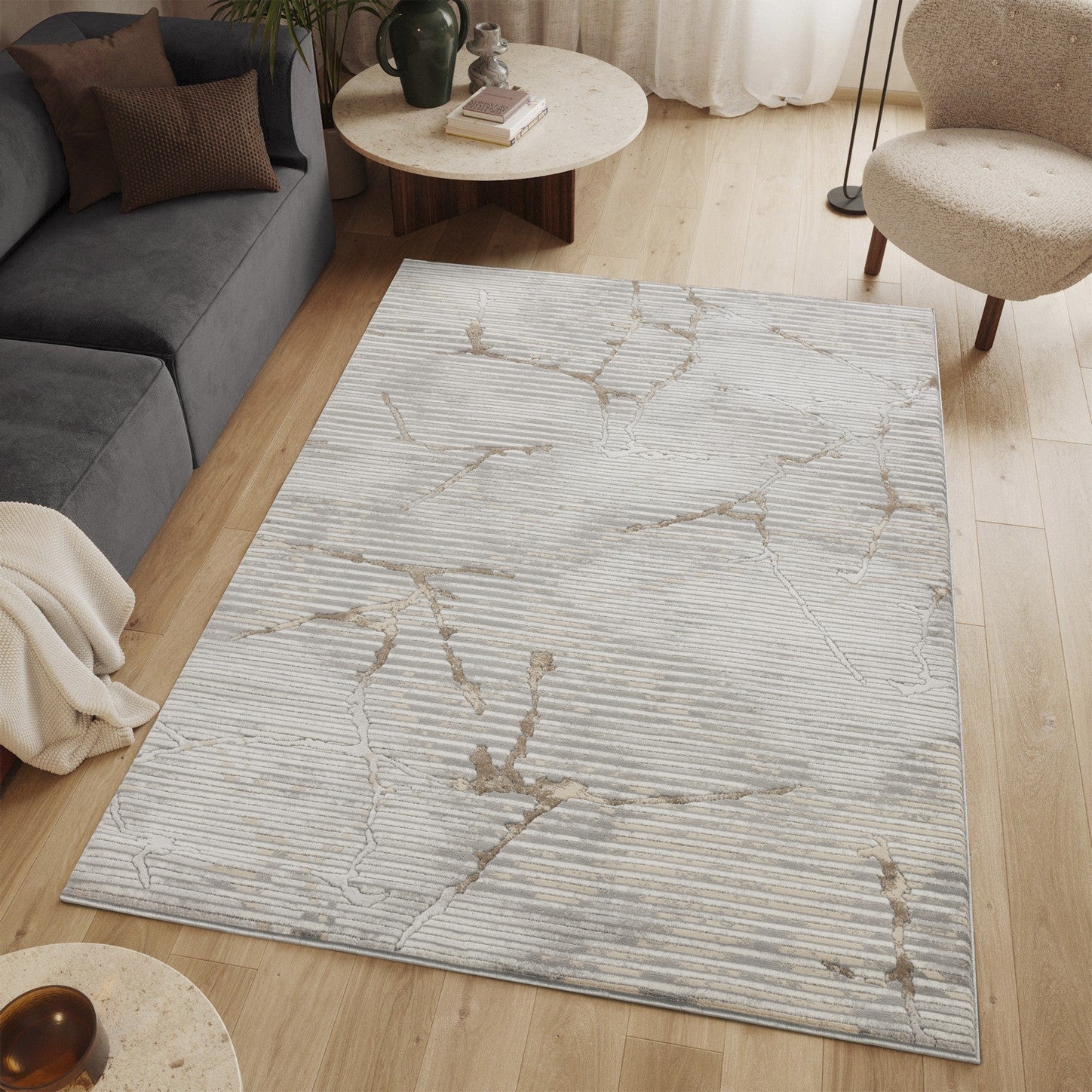 Geometrix GC_DIM1005 Gray 5 ft. 3 in. x 7 ft. 3 in. Area Rug