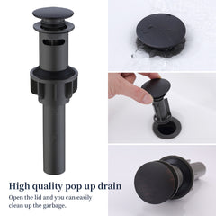 2-Handle 8 inch Widespread Bathroom Sink Faucet Oil Rubbed Bronze Lavatory Faucet 3 Hole 360° Swivel Spout Vanity Sink Basin Faucets with Pop Up Drain Assembly and cUPC Water Supply Hoses