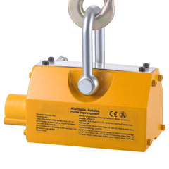 Permanent Magnetic Lifter, 880 lbs Pulling Capacity, Heavy Duty N42 Neodymium Lifting Magnet with Release Handle and Steel Hook, Used in Shop Crane and Hoist, for Lifting Plate Steel, Board