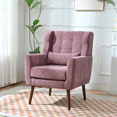 Modern Accent Chair,Chenille Living Room Lounge Chair w/ Throw Pillow,Comfy Reading Chair,Mid Century Living Room Chair, Lounge Arm Chairs Armchair for Living Room Bedroom (Purple)