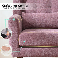 Modern Accent Chair,Chenille Living Room Lounge Chair w/ Throw Pillow,Comfy Reading Chair,Mid Century Living Room Chair, Lounge Arm Chairs Armchair for Living Room Bedroom (Purple)