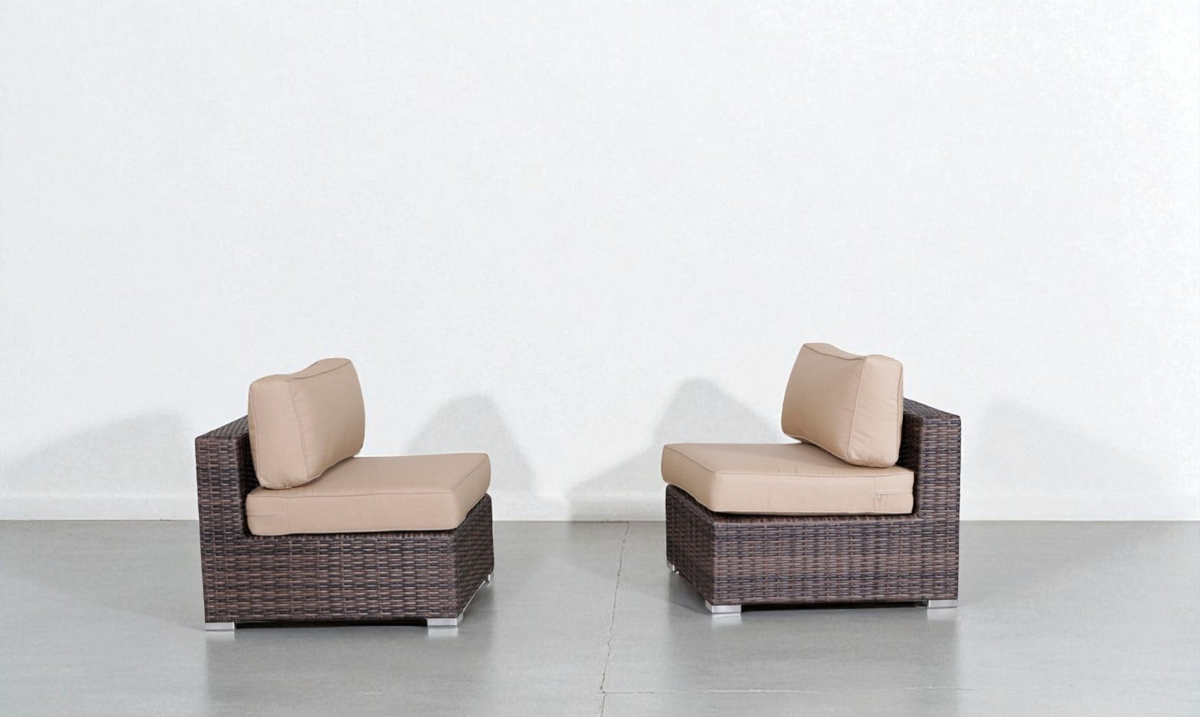 28" Wide Armless Outdoor Chairs with  Cushions (Set of 2) – Fully Assembled