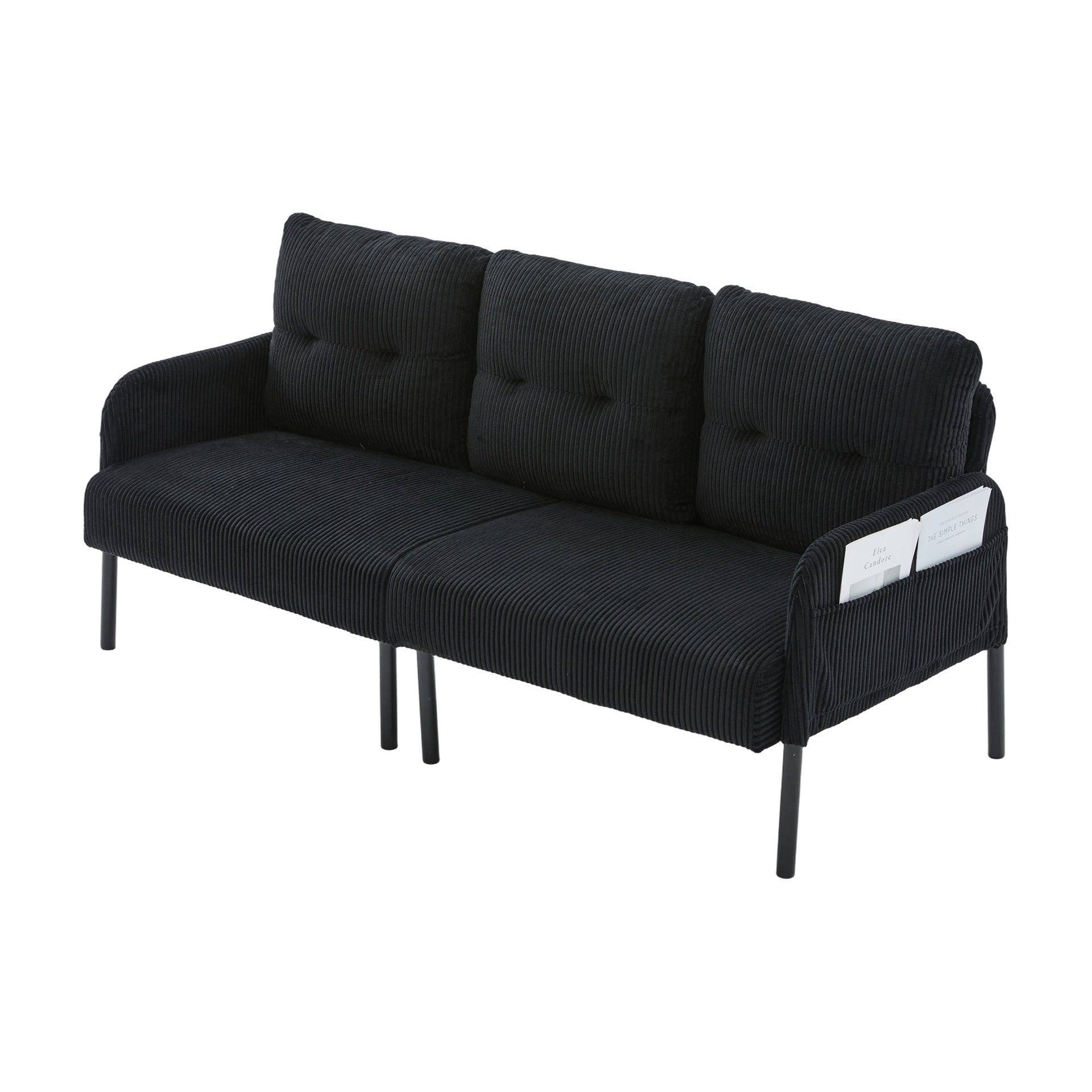 UNITED WE WIN Oversized Loveseat, Modern & Plush Double-seater Sofa, Corduroy Upholstered Couch, Cozy Bedroom Sofa with Metal Legs & Side Pockets, Ideal for Living Room, Bedroom, Dorm, Apartment