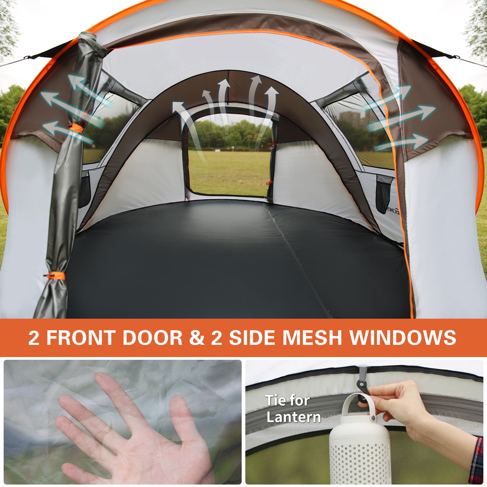 4-6 Persons White  Light  Orange Pop-Up Boat Tent