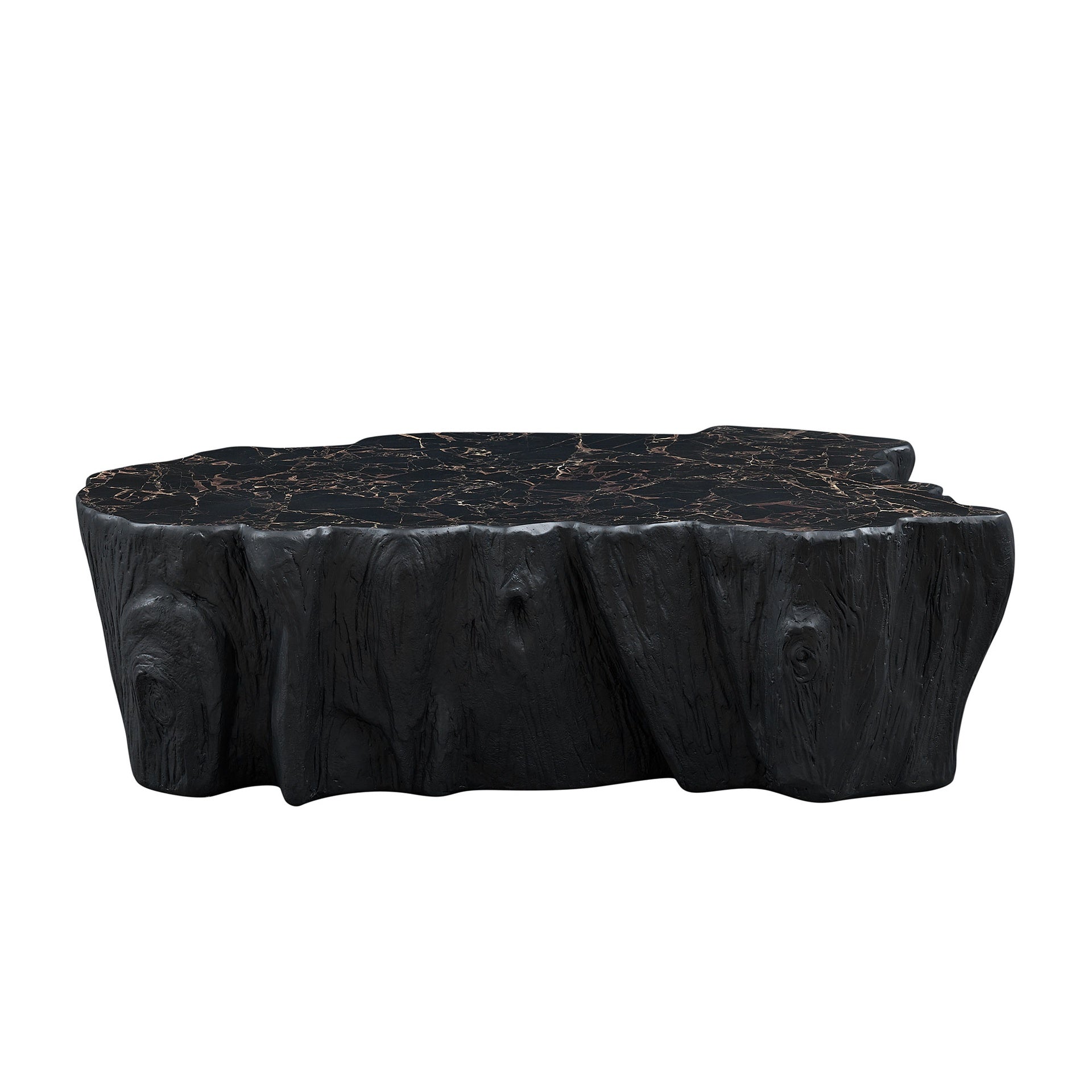 48.62 inch Unique Shape Coffee Table Sturdy Fiberglass Tea Table for Living Room No Need Assembly  Black