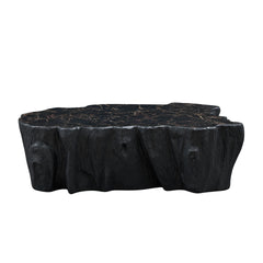 48.62 inch Unique Shape Coffee Table Sturdy Fiberglass Tea Table for Living Room No Need Assembly  Black