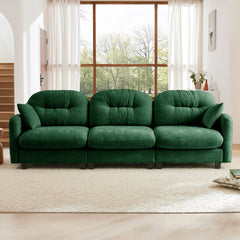 Three-Seate Modular Sectional Couch,Soft Chenille Fabric High-Density Foam ,Tufted Cushion Backrest Design Ergonomic Design,Elegant Armrests,High Quality Wooden Base,Fits Bedrooms Living Rooms,Green