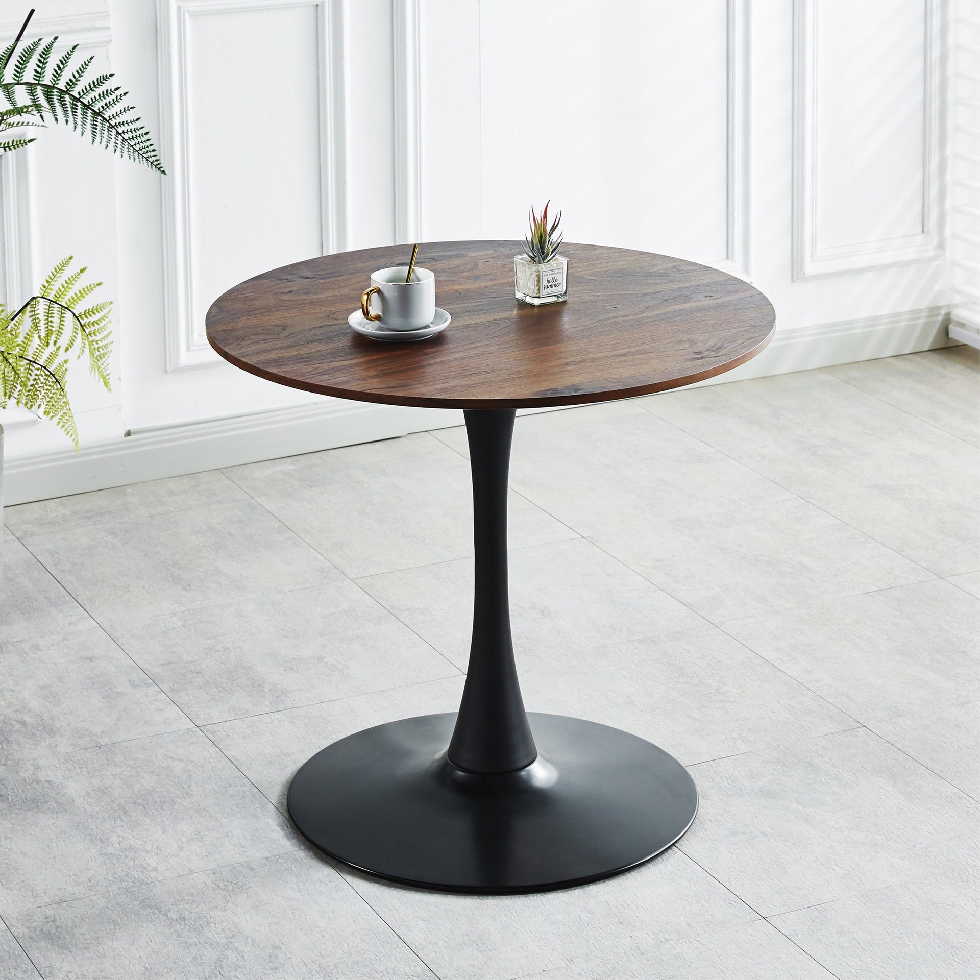 31.5"Walnut COLOR TOP Tulip Table Mid-century Dining Table for 2-4 people With Round Mdf Table Top, Pedestal Dining Table, End Table Leisure Coffee Table
