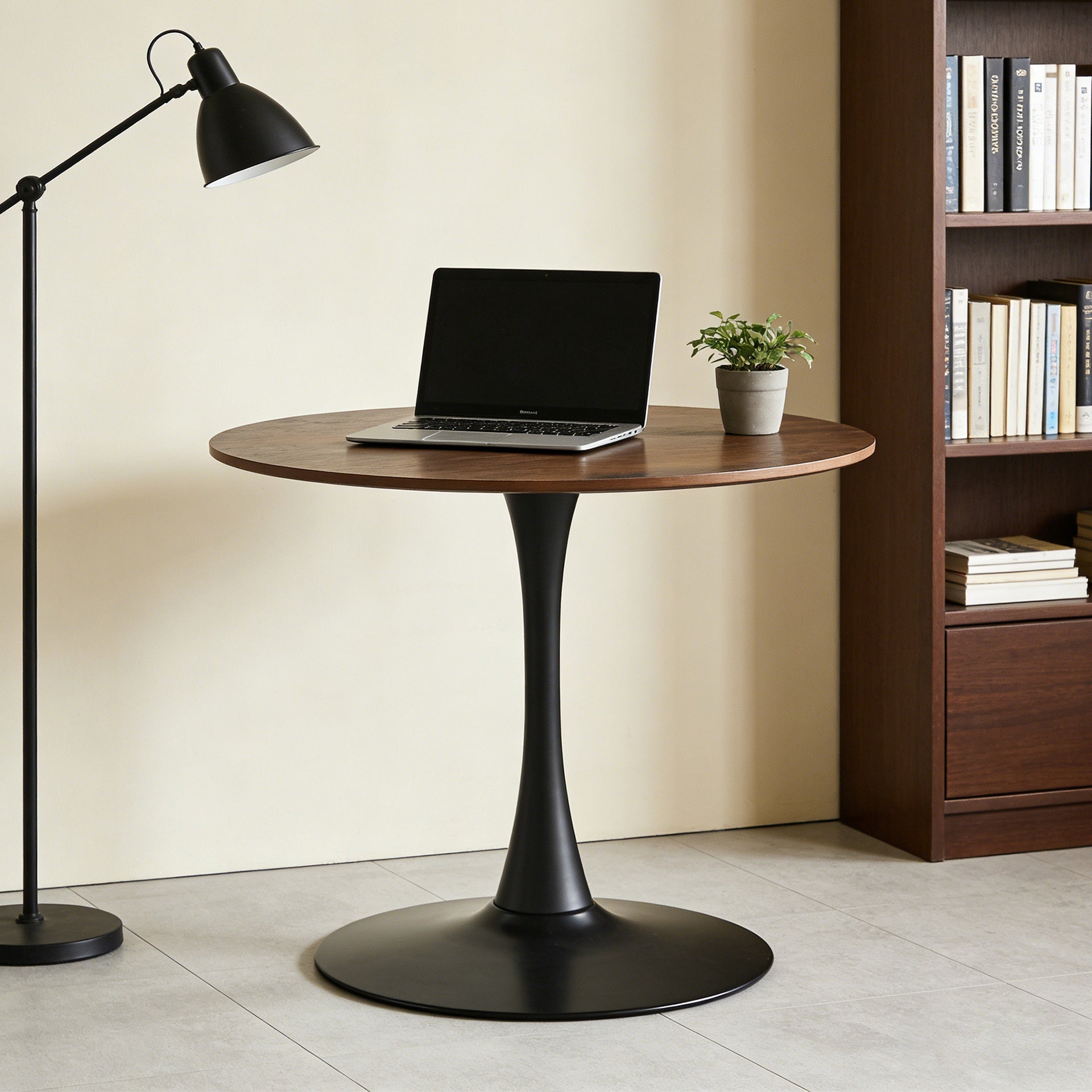 31.5"Walnut COLOR TOP Tulip Table Mid-century Dining Table for 2-4 people With Round Mdf Table Top, Pedestal Dining Table, End Table Leisure Coffee Table