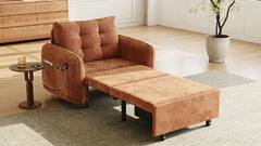 [NEW] 3-in-1 Sleeper Chair Bed, 80" Extra Long Pull Out Sleeping Lounge with USB Charging, Storage Pockets and Box, Tufted Design, Multi-Functional Chenille Single Sofa Bed for Living Room&Apartment