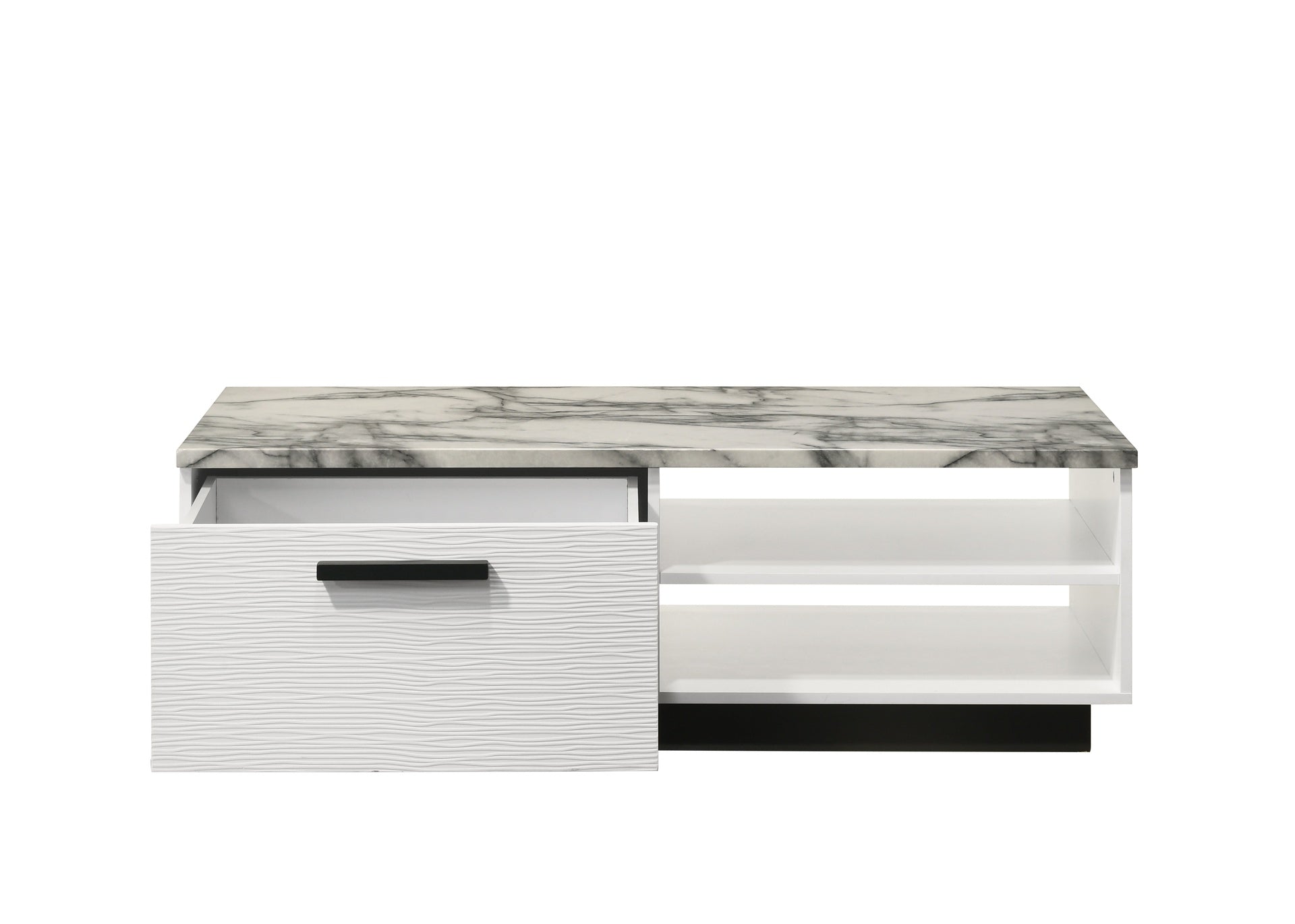 Matilda 47" White Coffee Table with White Faux Marble Top