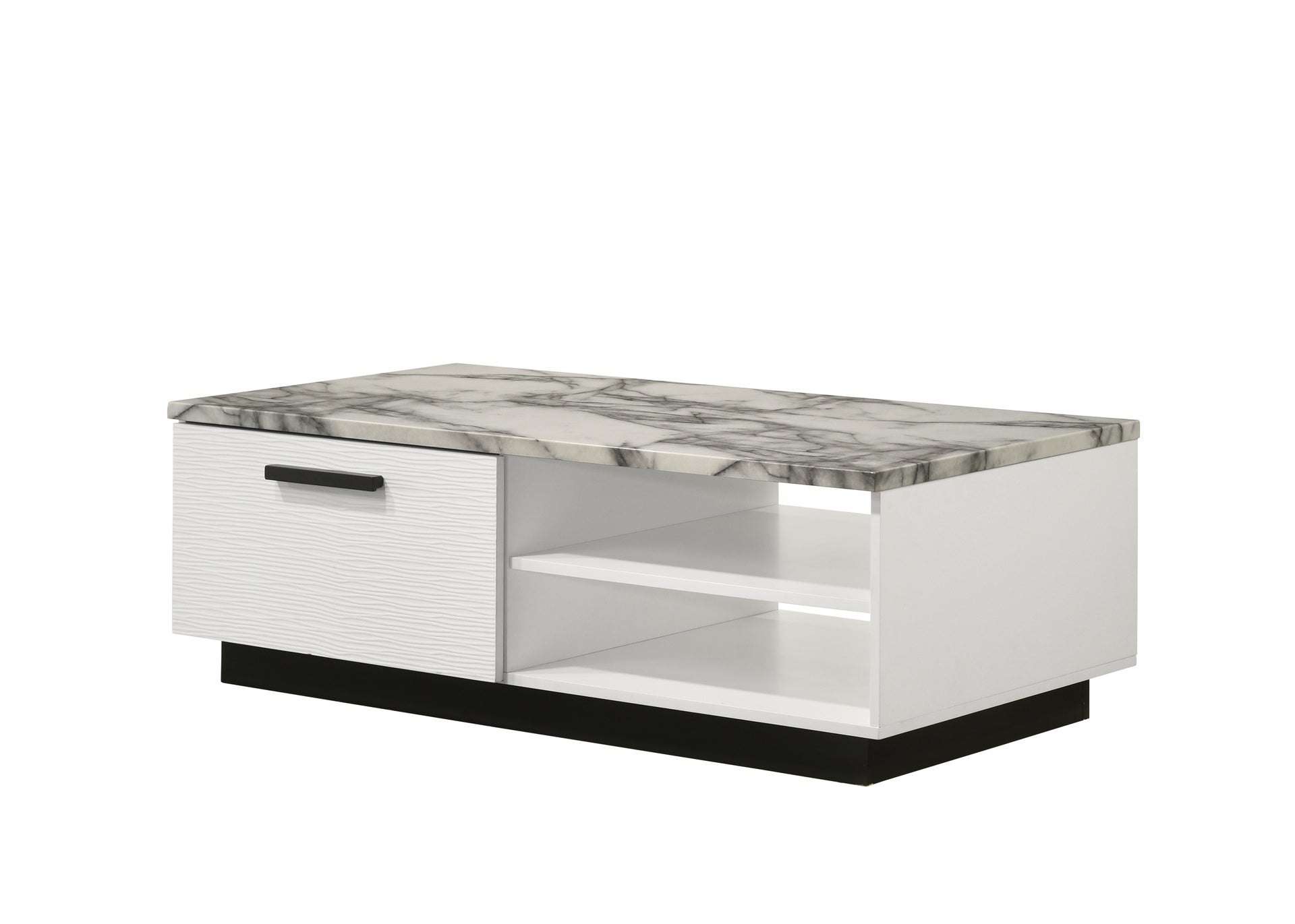 Matilda 47" White Coffee Table with White Faux Marble Top