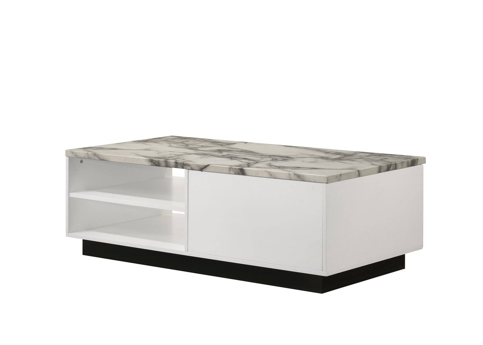 Matilda 47" White Coffee Table with White Faux Marble Top