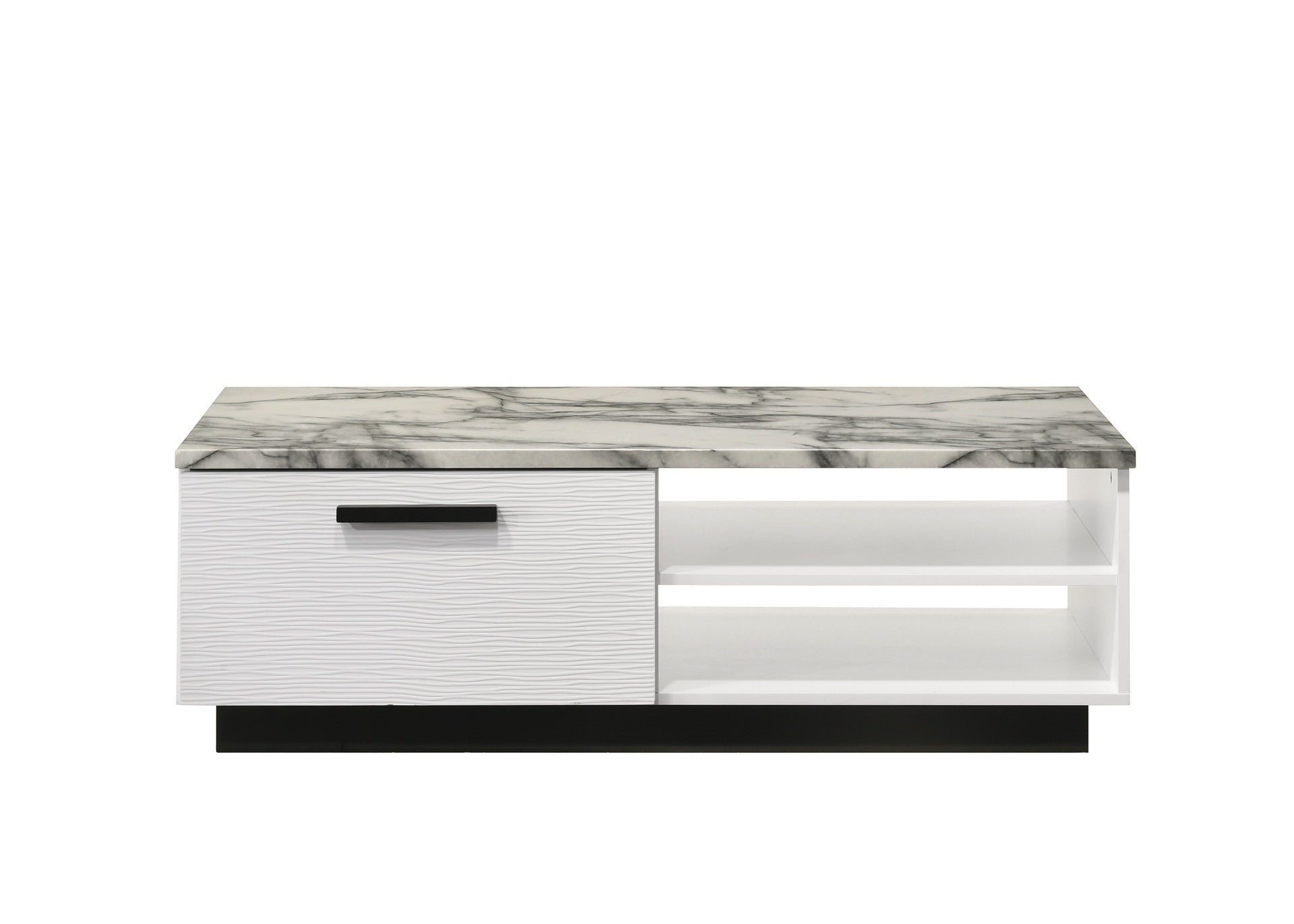 Matilda 47" White Coffee Table with White Faux Marble Top