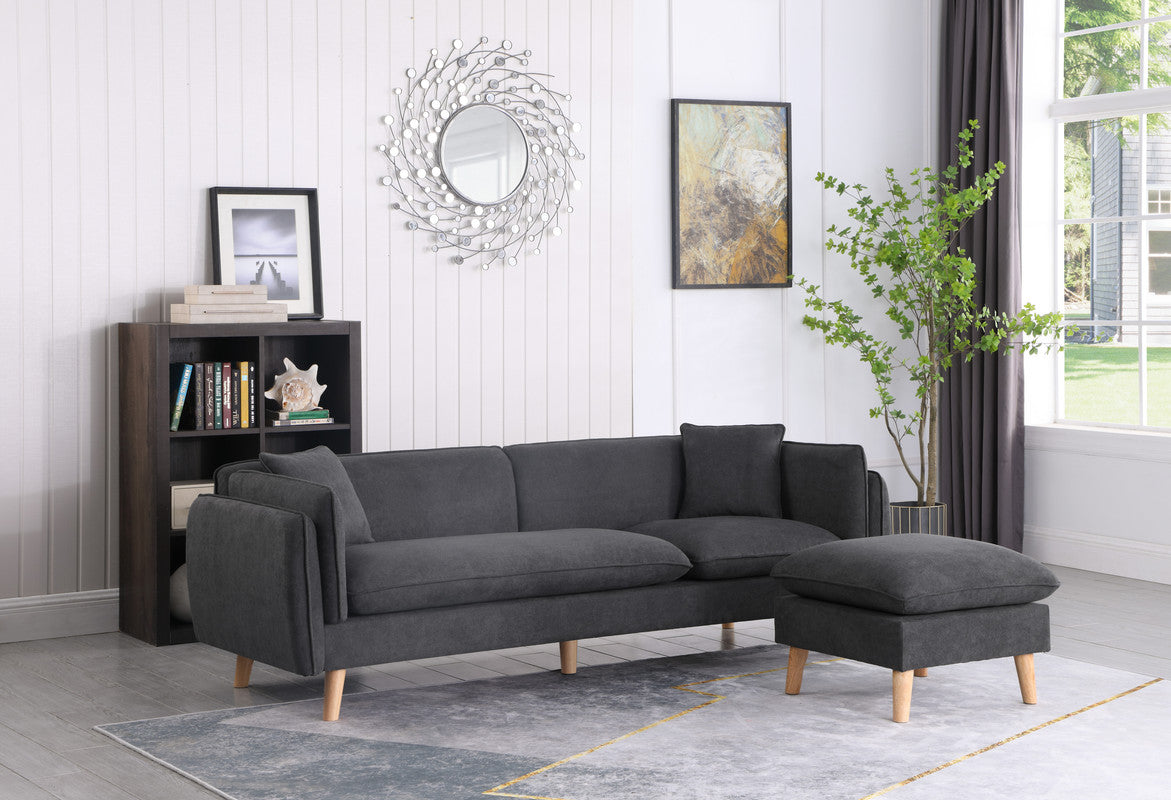 Brayden 86.5" Dark Gray Fabric Sectional Sofa Chaise