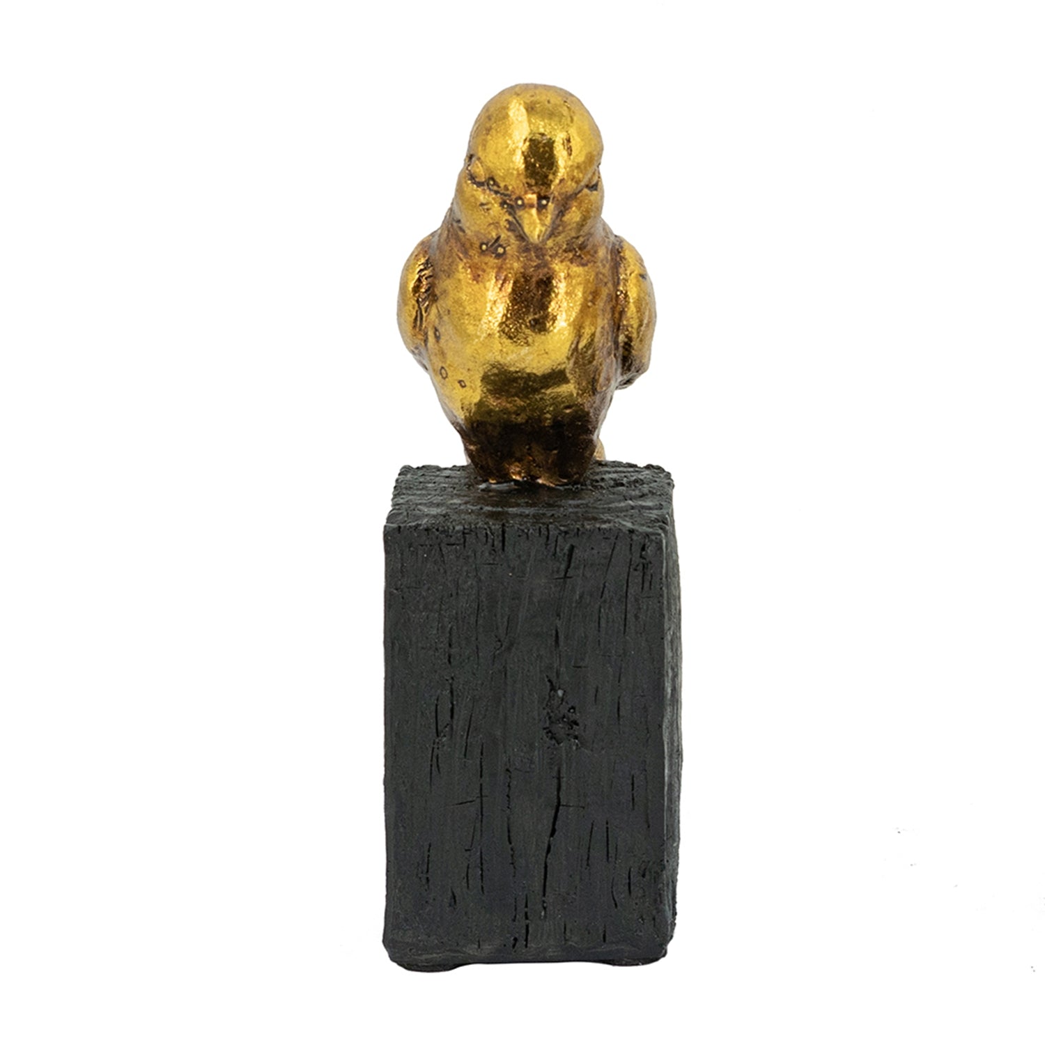 4.5x2.5x7.5" Gold Resin Songbird Sculpture On Black Faux Branch