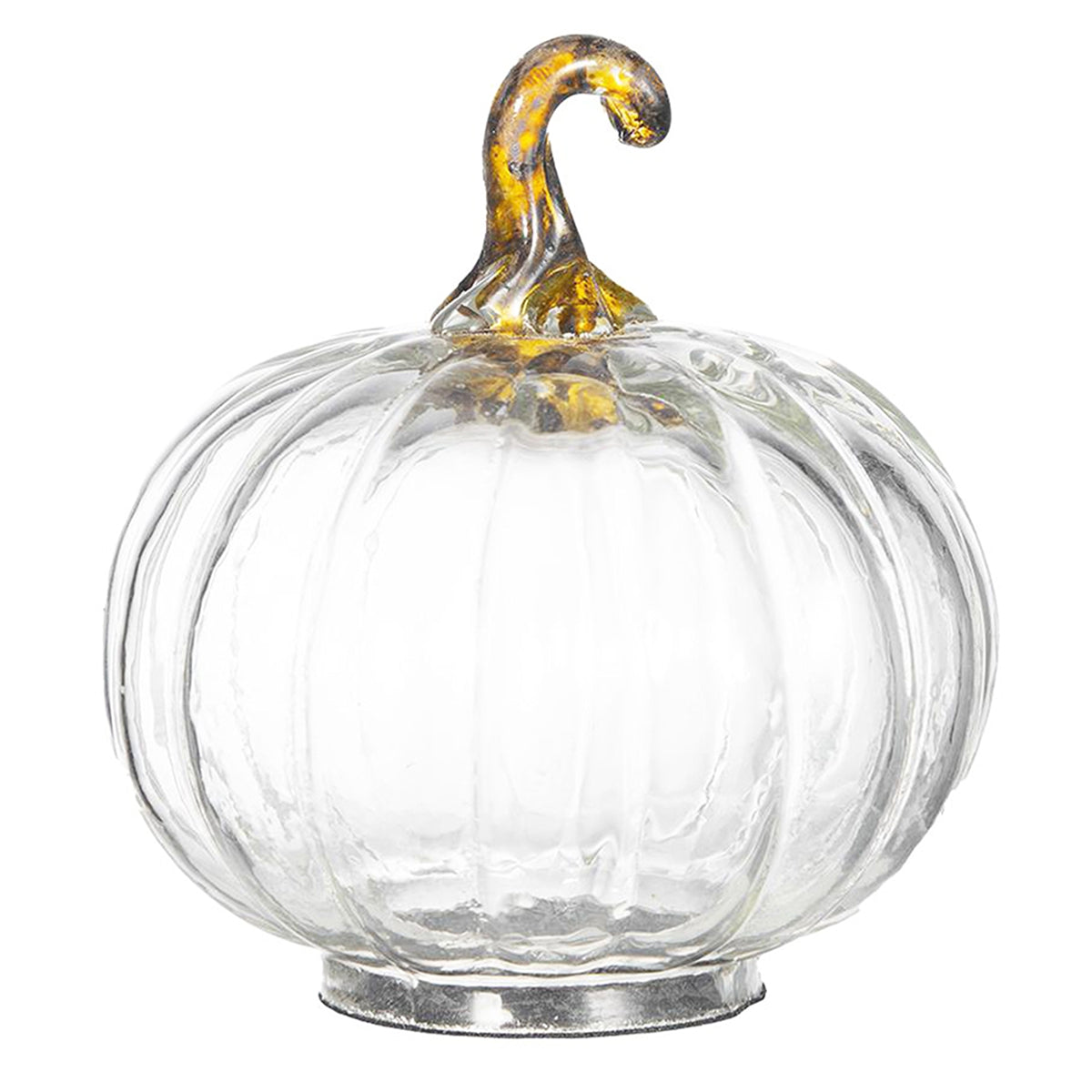 Set of 4, 4x4x5" Clear Glass Pumpkin, Pumpkin Ornament Decor for Holiday Harvest Festival Fall Festival & Thanksgiving