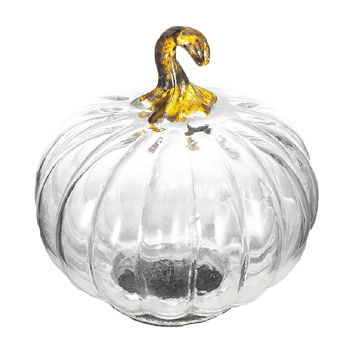 Set of 4, 4x4x5" Clear Glass Pumpkin, Pumpkin Ornament Decor for Holiday Harvest Festival Fall Festival & Thanksgiving
