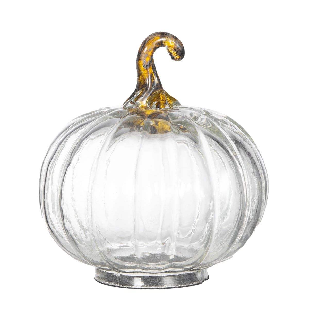 Set of 4, 4x4x5" Clear Glass Pumpkin, Pumpkin Ornament Decor for Holiday Harvest Festival Fall Festival & Thanksgiving