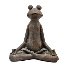 12x6.5x13.5" Brown Magnesium Yoga Frog Figurine in Lotus Pose with Gold Accents