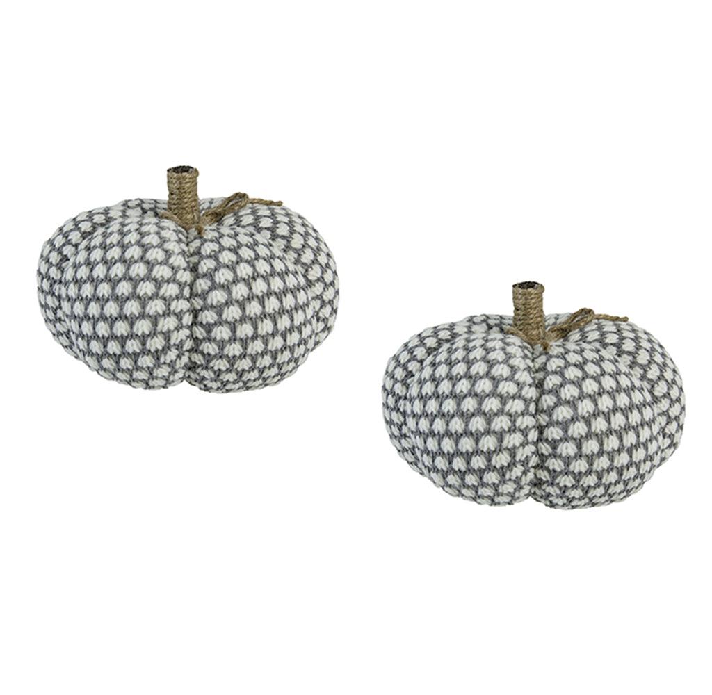 Set of 2, 8x8x6.3"H Knite Pumpkin, Pumpkin Ornament Decor for Holiday Harvest Festival Fall Festival & Thanksgiving