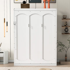 Full Size Murphy Bed Wall Bed with Shelves,White