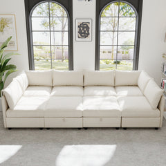 Modular Sectional Sofa, Convertible Sofa Seat With Storage, Sleeper Sectional Sofa Set, Fabric Flexible Modular Combinations for Living Room