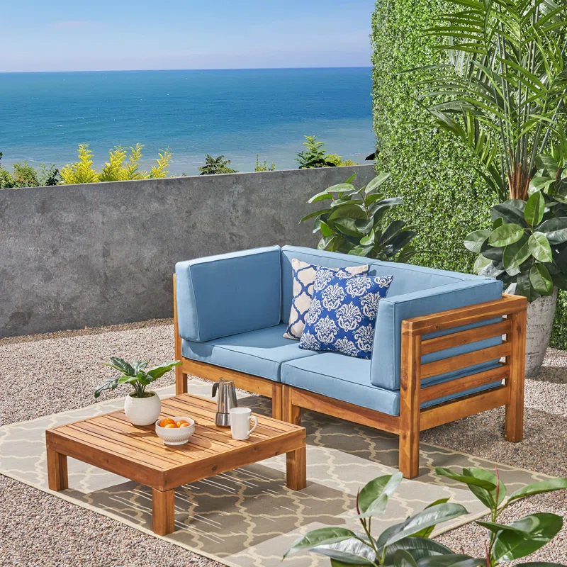 OANA 3-Piece LOVE SEAT SET WITH COFFEE TABLE, BLUE