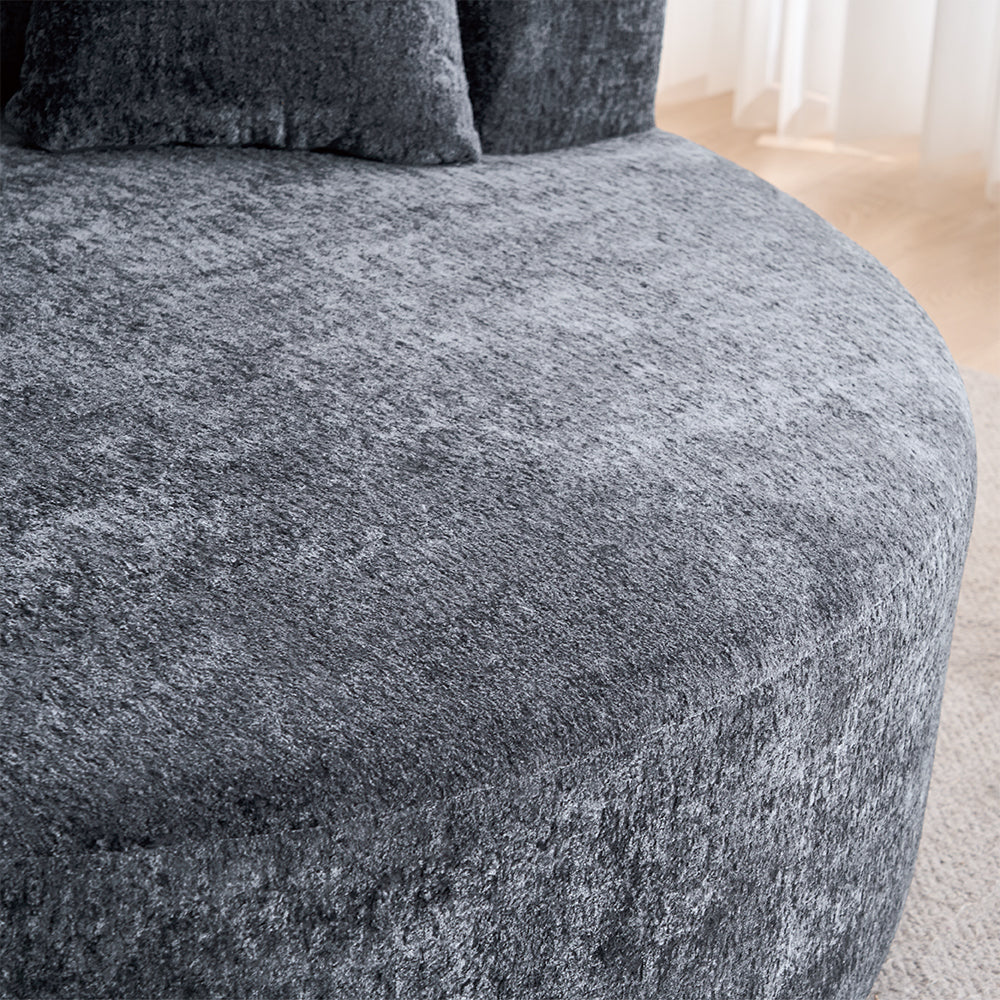 Round Accent Chair, 360 Swivel Chenille Barrel Chair, Fluffy Modern Sleeper for Living Room, Bedroom, Reading Room and Lounge