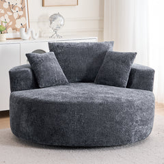 Round Accent Chair, 360 Swivel Chenille Barrel Chair, Fluffy Modern Sleeper for Living Room, Bedroom, Reading Room and Lounge