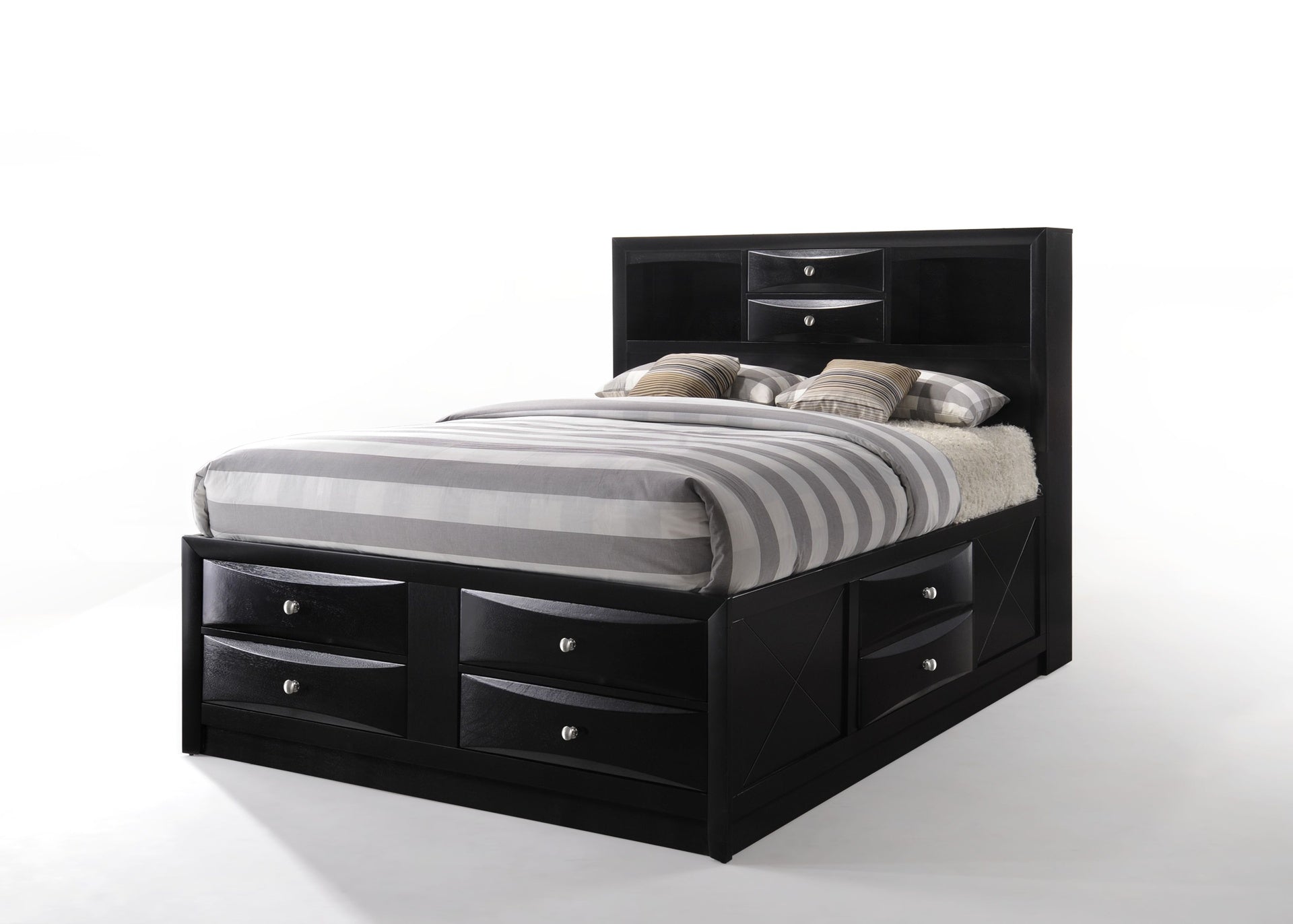 Ireland Black Finish Queen Bed W/Storage