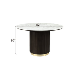 Clayten Engineering Marble Top and Espresso Finish Around Dining Table