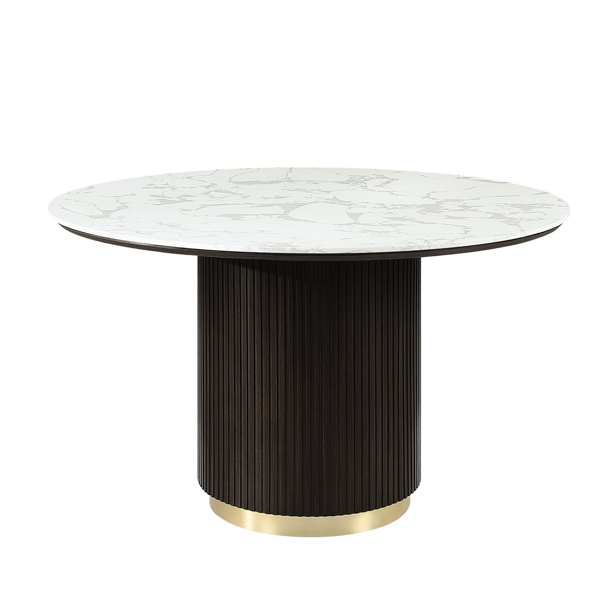 Clayten Engineering Marble Top and Espresso Finish Around Dining Table