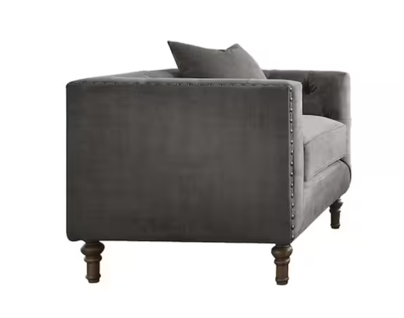 Sidonia Gray Velvet Chair W/Pillow