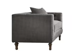 Sidonia Gray Velvet Chair W/Pillow