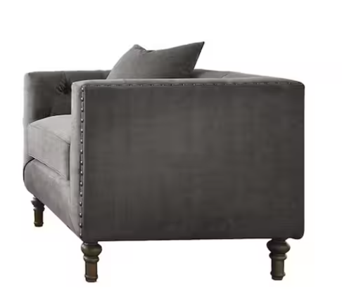 Sidonia Gray Velvet Chair W/Pillow