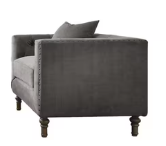 Sidonia Gray Velvet Chair W/Pillow