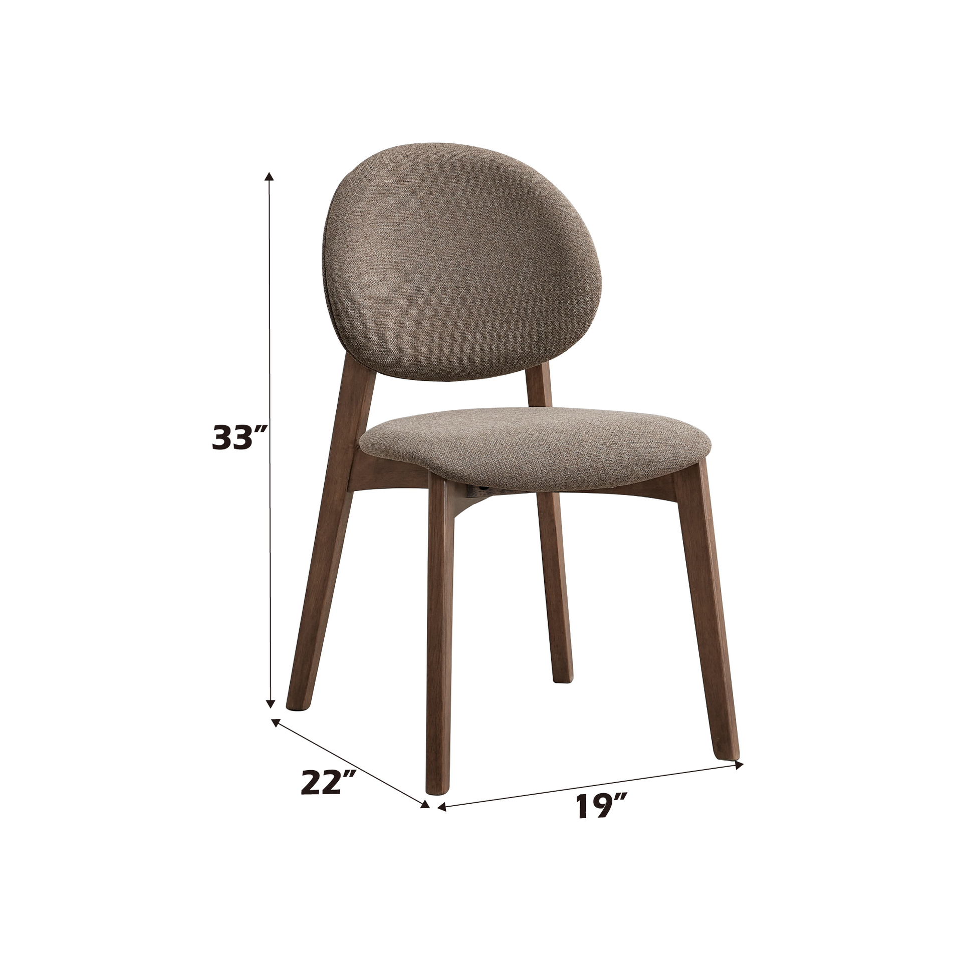 Hadasa Light Brown Linen & Walnut Finish Side Chair (Set of 2)