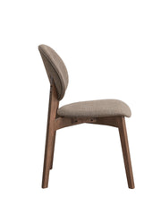Hadasa Light Brown Linen & Walnut Finish Side Chair (Set of 2)