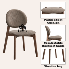 Hadasa Light Brown Linen & Walnut Finish Side Chair (Set of 2)