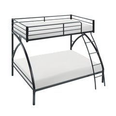 Black Metal Frame Twin/Full Bunk Bed, Youth Bed, Youth Bedroom Furniture, Easy Assembly