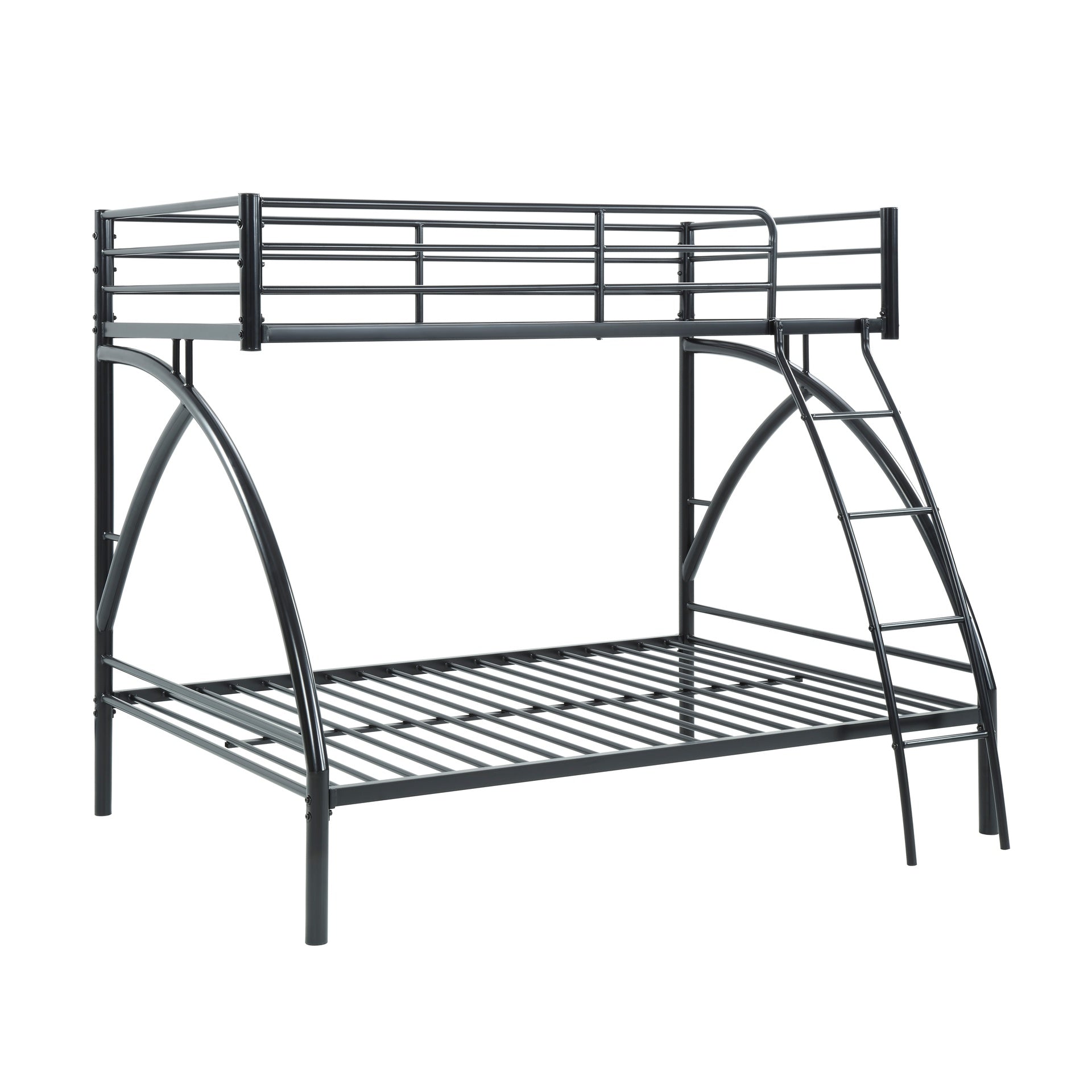 Black Metal Frame Twin/Full Bunk Bed, Youth Bed, Youth Bedroom Furniture, Easy Assembly