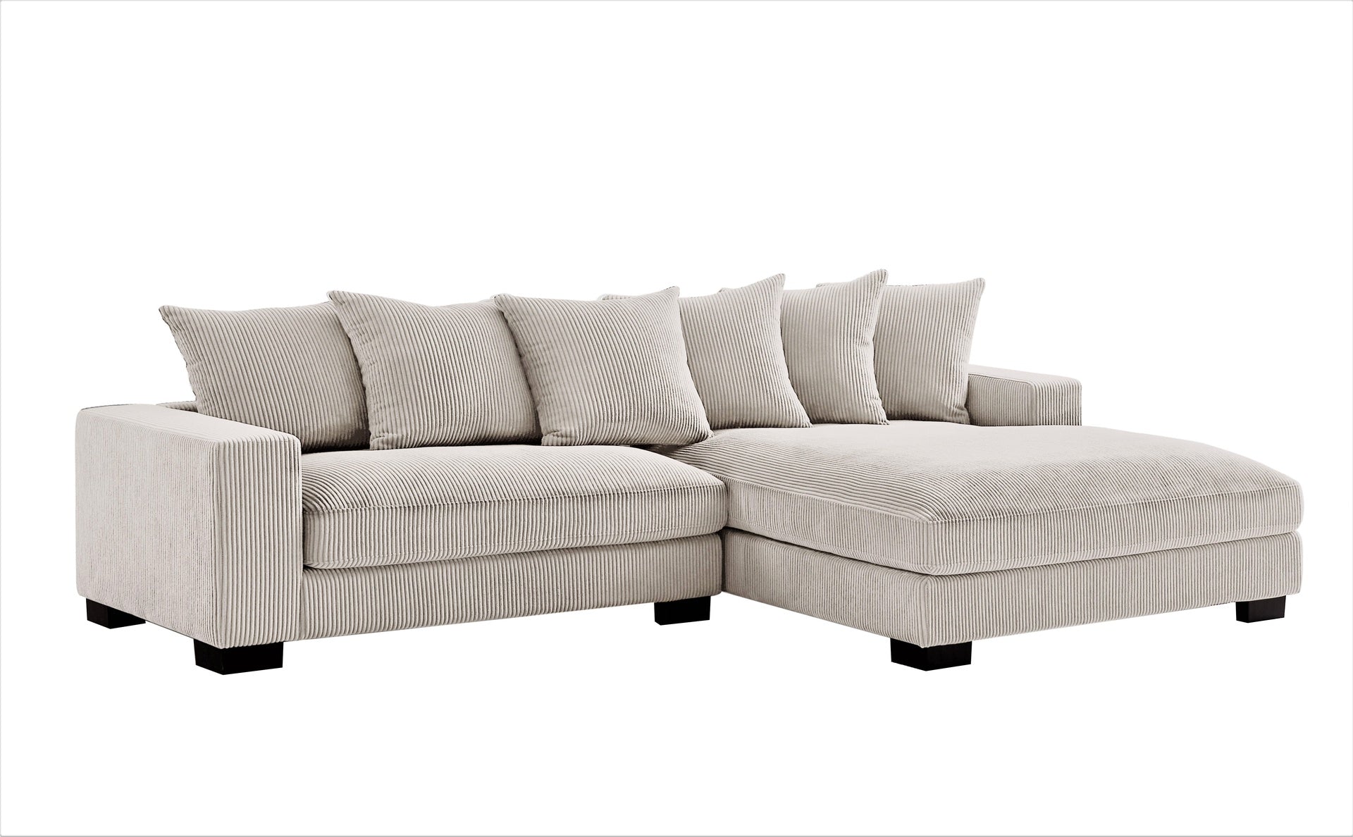 Luxe Oversized Two-Piece Right Facing Sectional Couches for Living Room, 102.4-Inch L Shaped Sofa with Chaise, Upholstered with Corduroy Fabric, Ivory