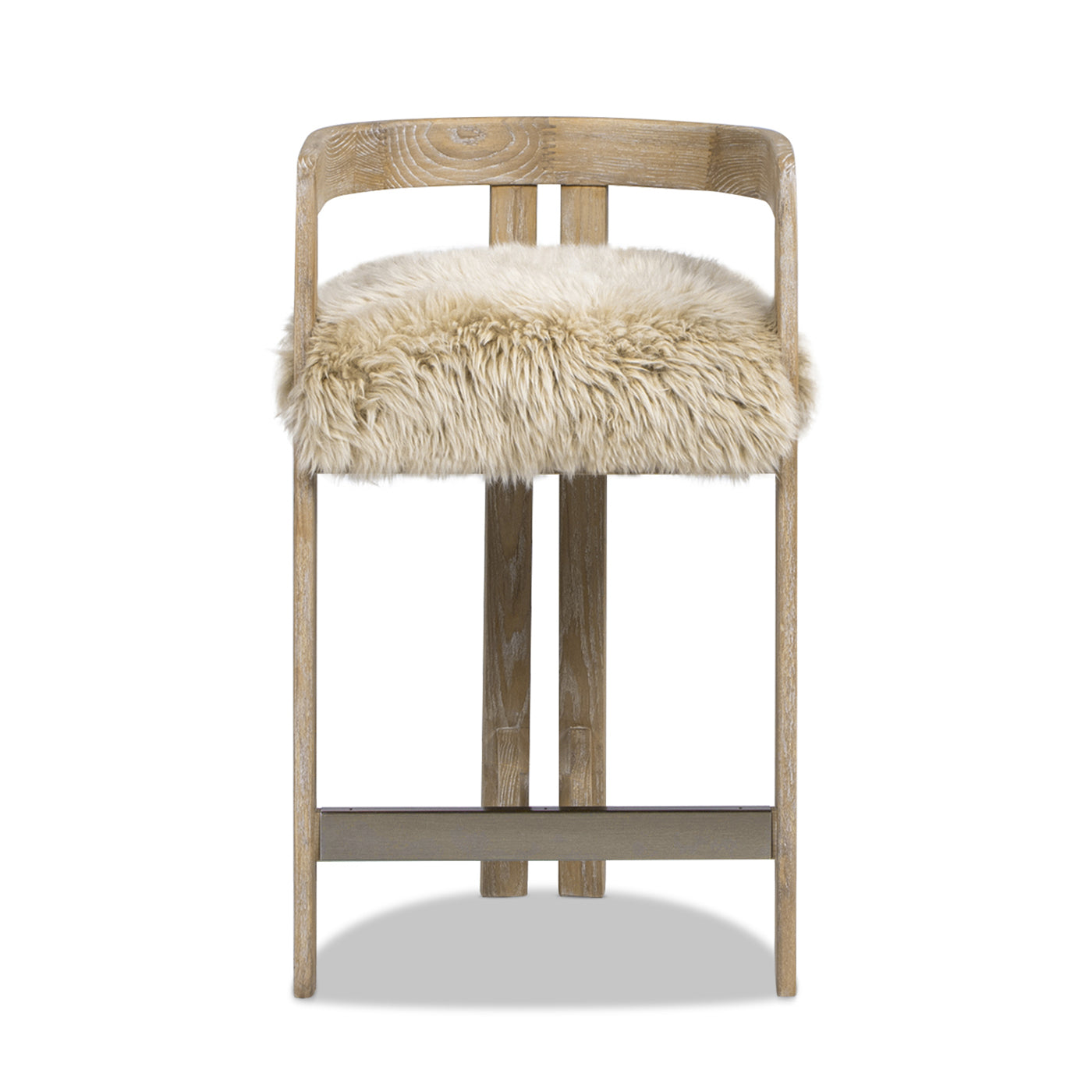Millwick 26.5" Low Back Genuine Fur Counter Stool, Natural Blonde Genuine Fur