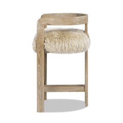 Millwick 26.5" Low Back Genuine Fur Counter Stool, Natural Blonde Genuine Fur